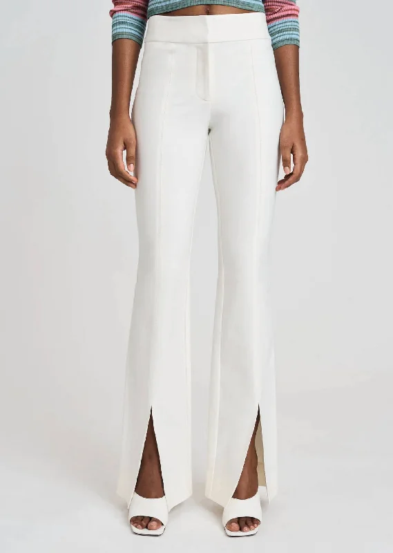 fleece lined pants -Maeve Front Slit Trousers In Soft White