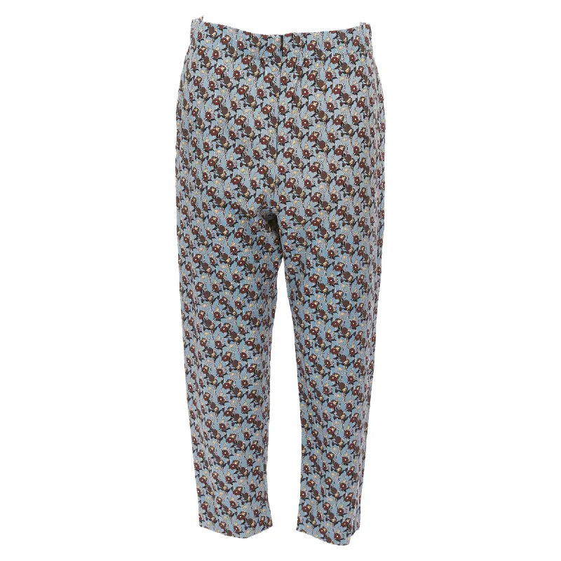 beaded pants fancy -Marni Silk Floral Drop Crotch Casual Cropped Pants