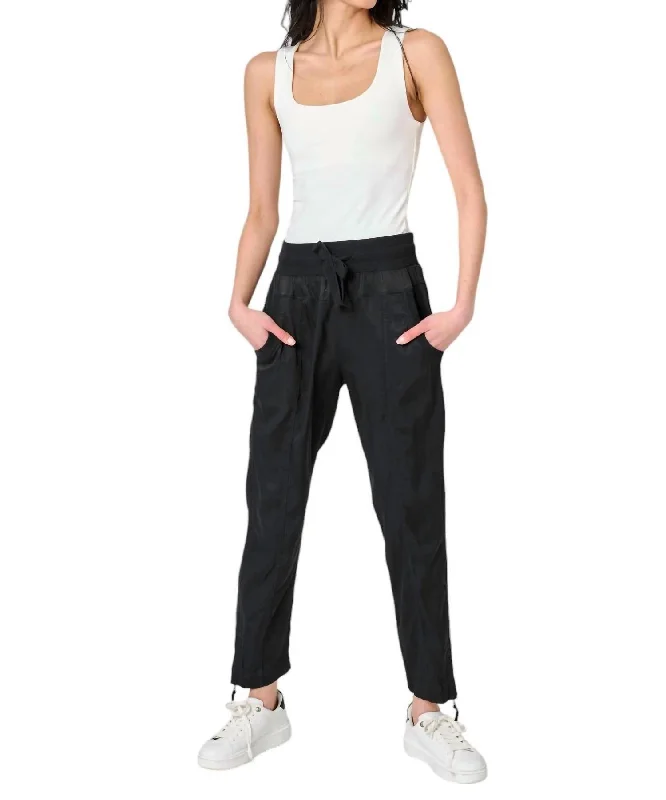 pre-shrunk pants -Melody Stretch Cupro Relaxed Fit Jogger In Black