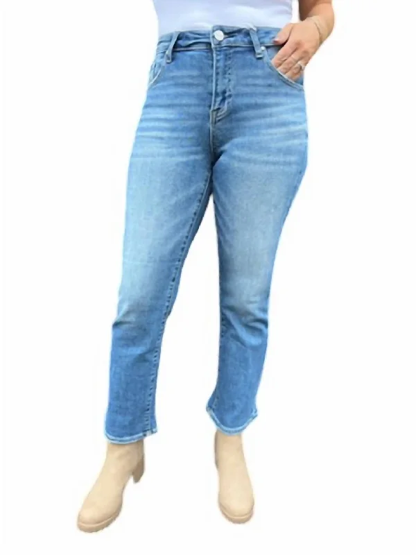 ankle-length pants -Mid Rise Cropped Flare Jeans In Medium Wash