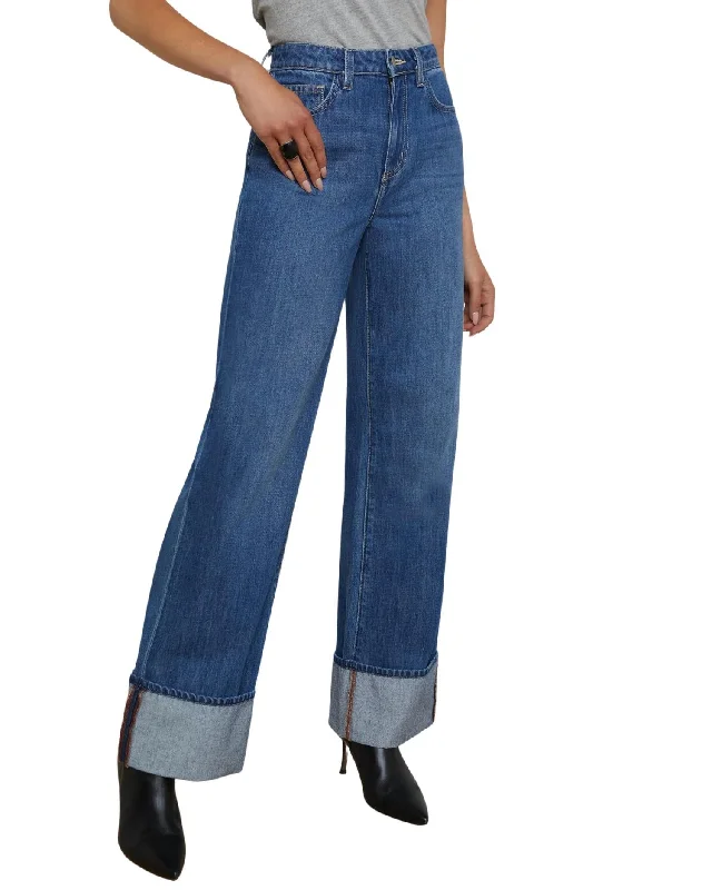 cat dad pants -Miley Leg Cuff Denim Jeans In Lampson