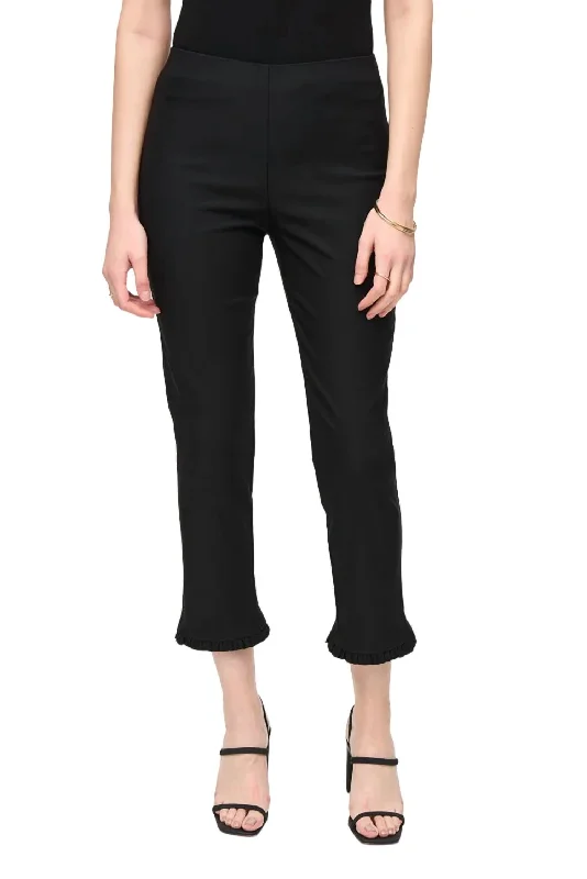 grandma pants sweet -Millennium Crop Ruffle Pants In Black