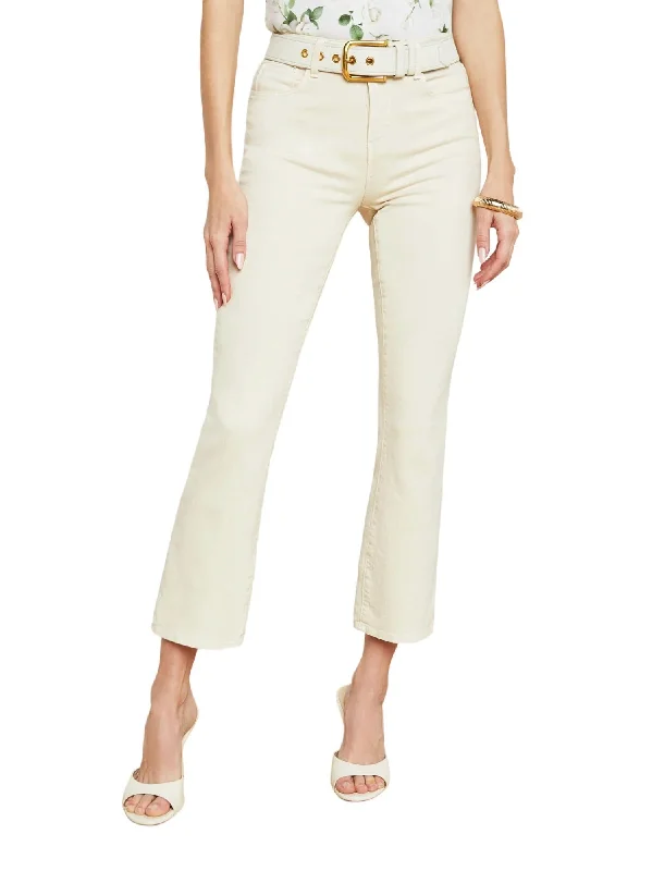 beaded pants fancy -Mira Cropped Bootcut Jean In Crème Brulee