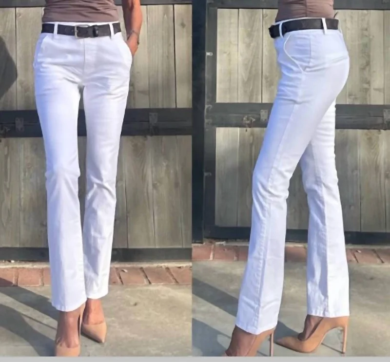 silk blend pants -Nansi Denim In White