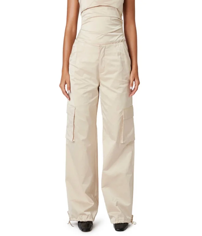 drawstring pants casual -Palisades Pant In Champagne