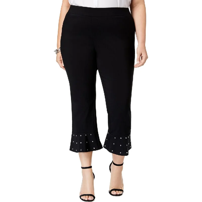 gamer pants epic -Plus Womens Ponte Studded Capri Pants