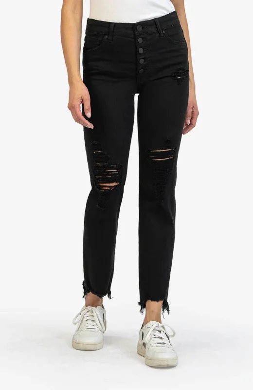 alumni pride pants -Reese High Rise Fab Raw Hem In Volition Black