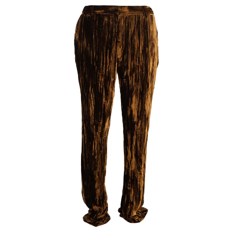 back print jeans -Saint Laurent Straight-Leg Tapered Pants in Brown Velvet