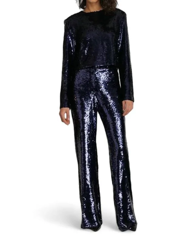 back pocket jeans -Sequin Roll Top & Rock Pant 2 Piece Set In Sapphire Sequin