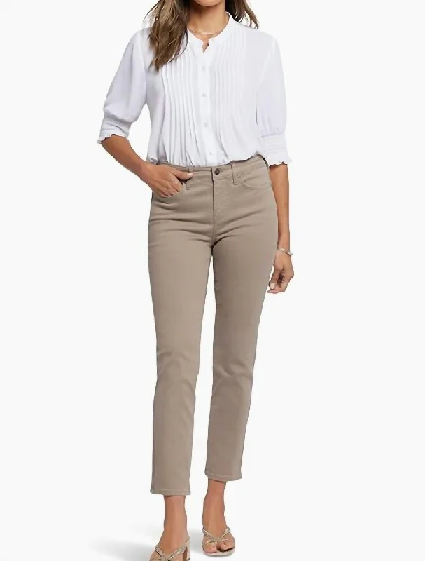 mesh panel pants -Sheri Slim Ankle In Saddlewood