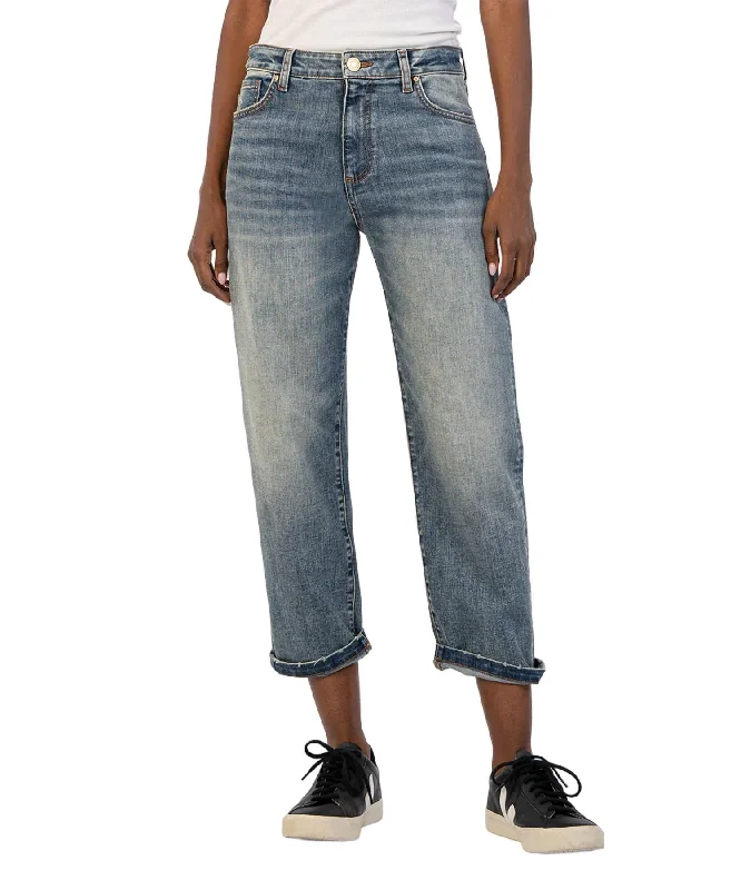 heat press jeans -Sienna Baggy Boyfriend Crop Jeans In Shaped Wash