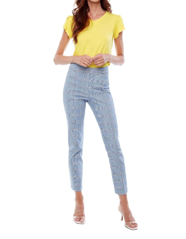 relaxed graphic pants -Slim Ankle Pant In Blue Lisburn Plaid