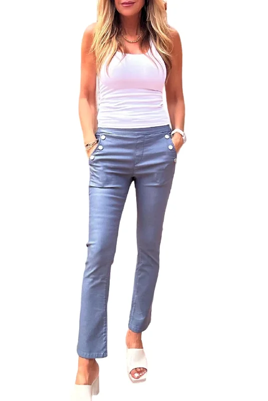 budget friendly pants -Sofia Cropped Pants In Blue Check