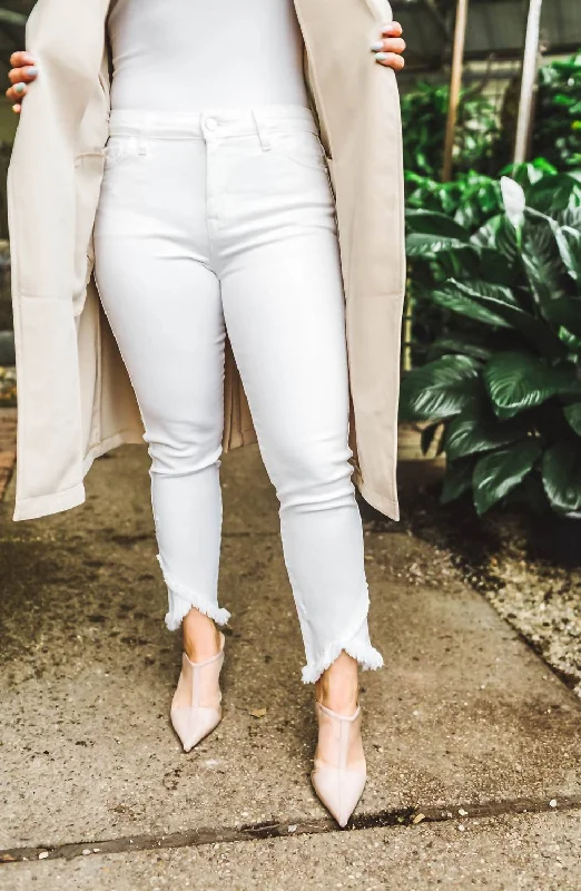 trade show jeans -Straight Leg Piece Crop Jean In White