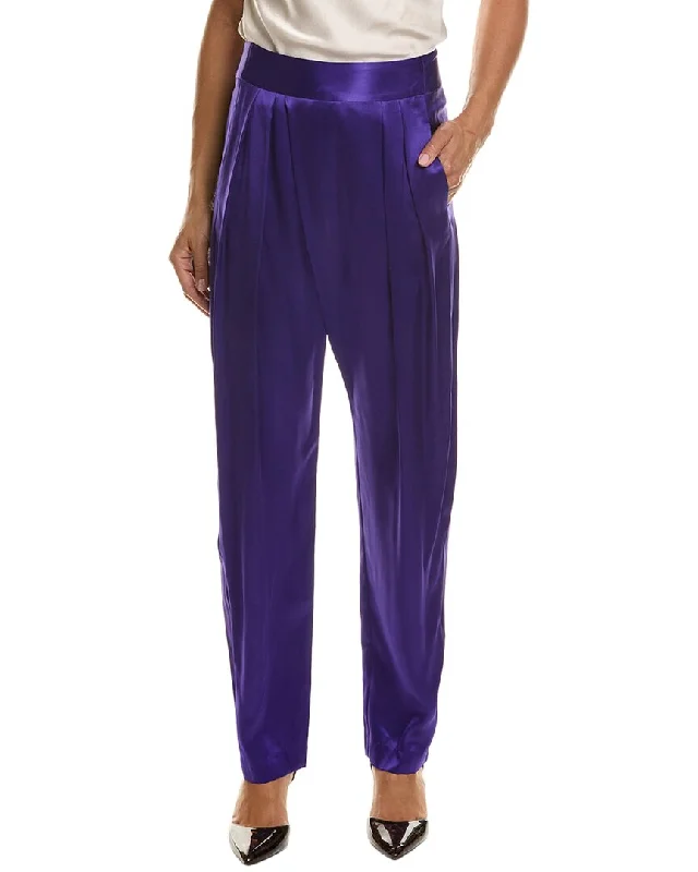 pinstripe pants sleek -THE SEI Draped Pleat Silk Trouser