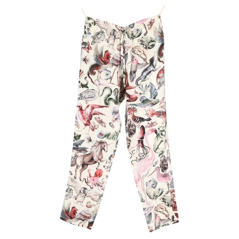 fundraiser jeans -Valentino Garavani Safari Print Straight-Leg Pants in Multicolor Silk