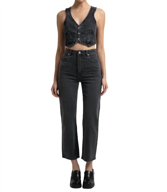 heat press jeans -Venice Straight Bobbi Jeans In Washed Black