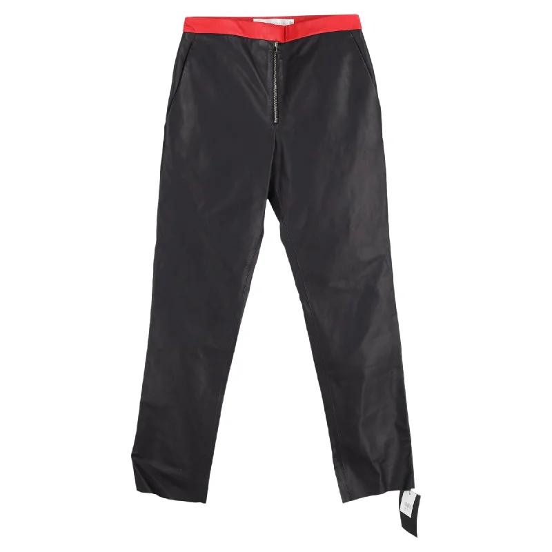 rainbow pants pride -Victoria Beckham High-Rise Straight-Leg Pants in Black Leather