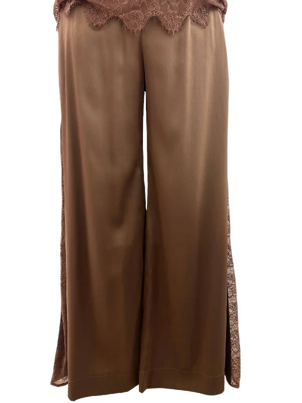 abstract pants art -Women's Brya Silk & Lace Trousers In Cocoa