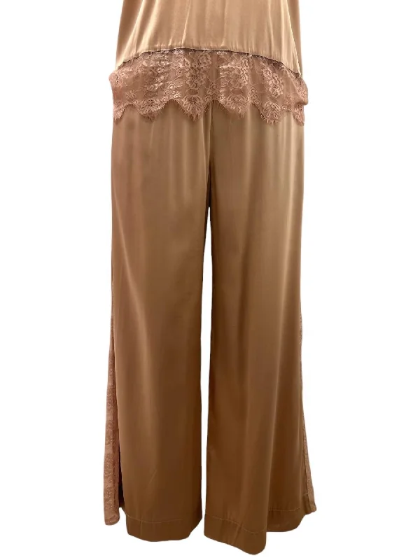 artisanal jeans unique -Women's Brya Silk & Lace Trousers In Malt