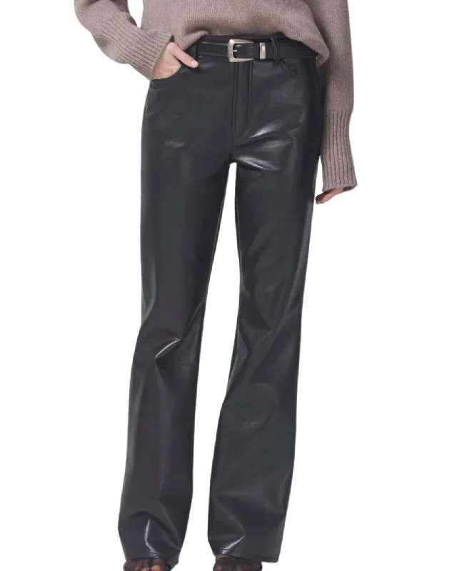 velvet pants party -Women's Lilah Recycled Leather Flare Denim In Black